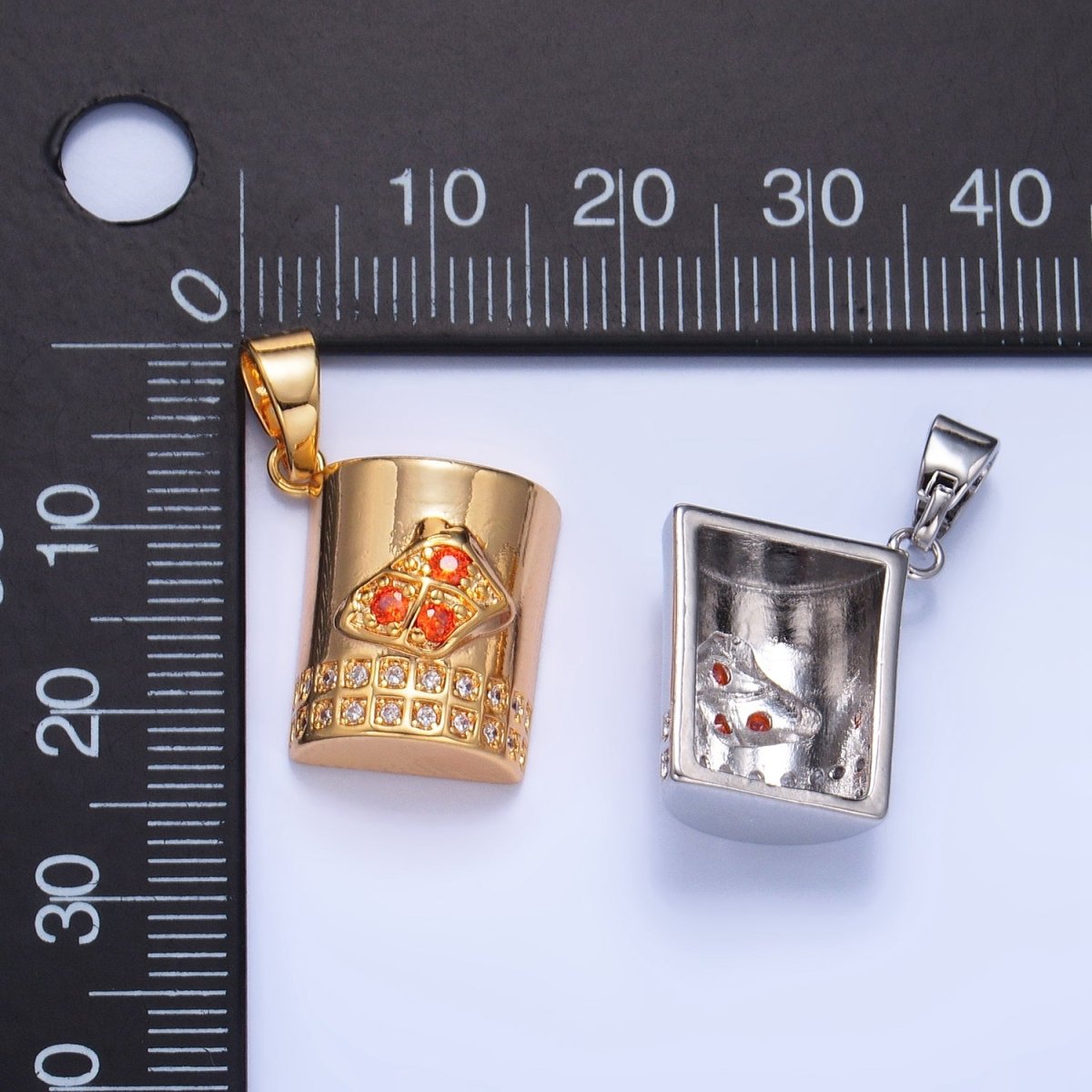 24K Gold Filled Orange CZ Micro Paved Mug Cup Drink Pendant in Gold & Silver | AA994 - DLUXCA