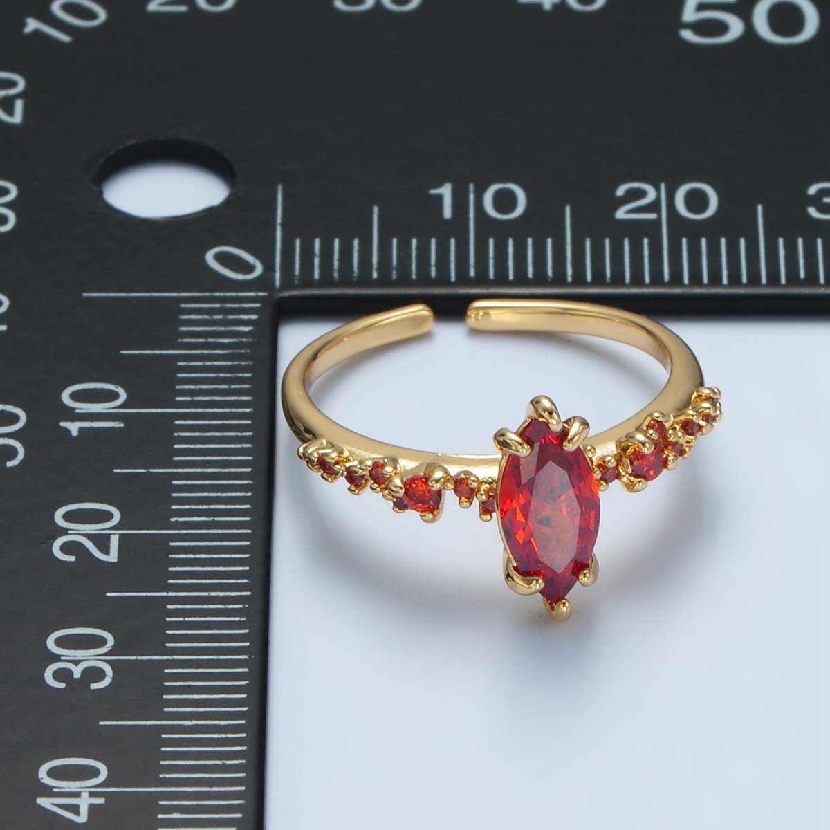 24K Gold Filled Orange Marquise CZ Solitaire Ring | O1408 - DLUXCA