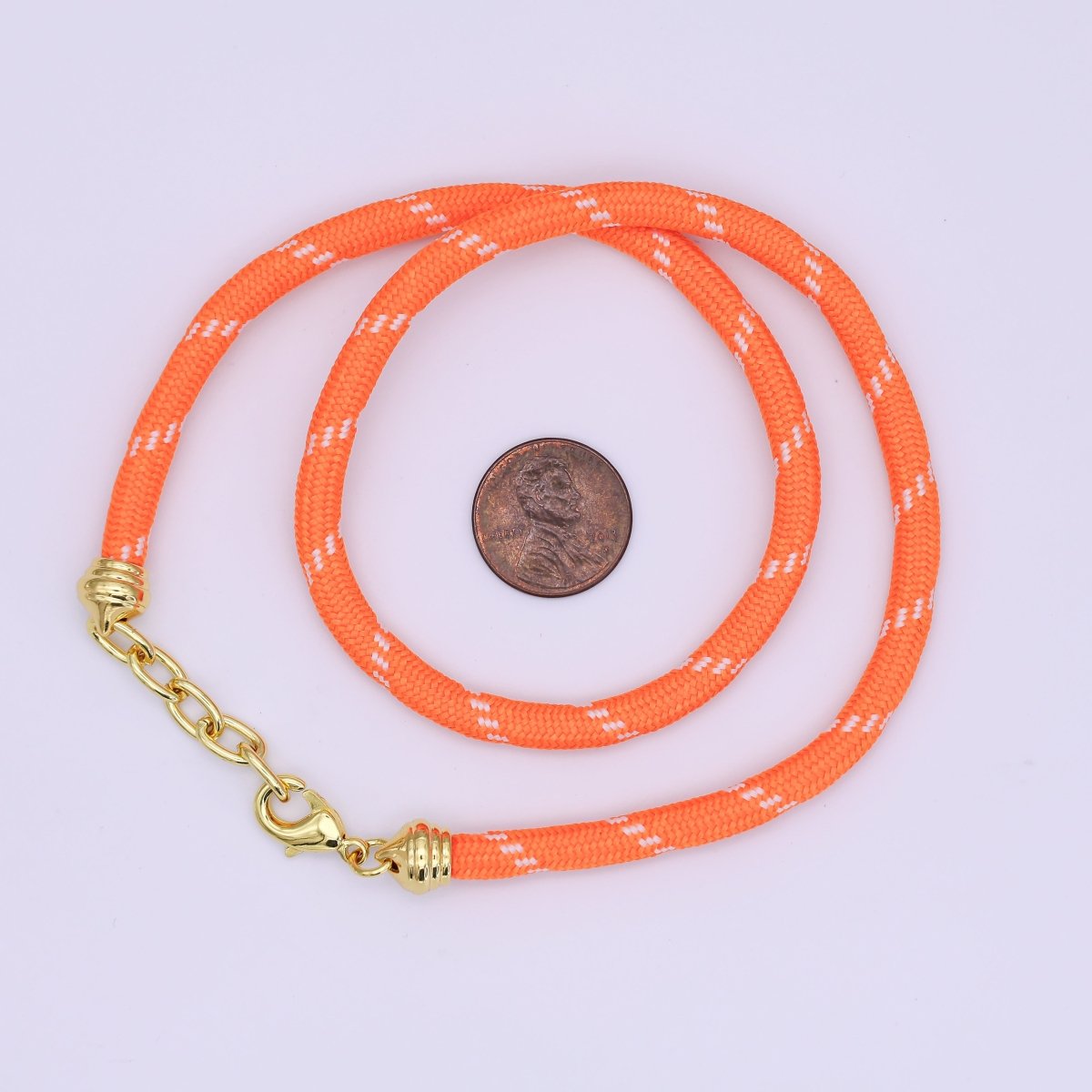 24K Gold Filled Orange Summer Fall Cord Necklace | WA - 3825 - DLUXCA