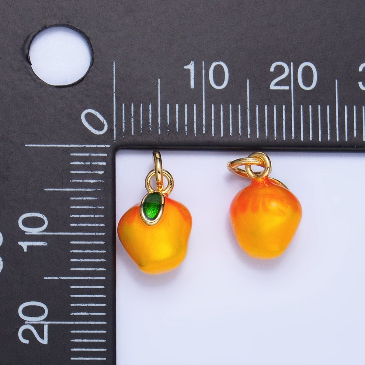 24K Gold Filled Orange Tangerine Fruit Enamel Mini Multidimensional Charm | W061 - DLUXCA