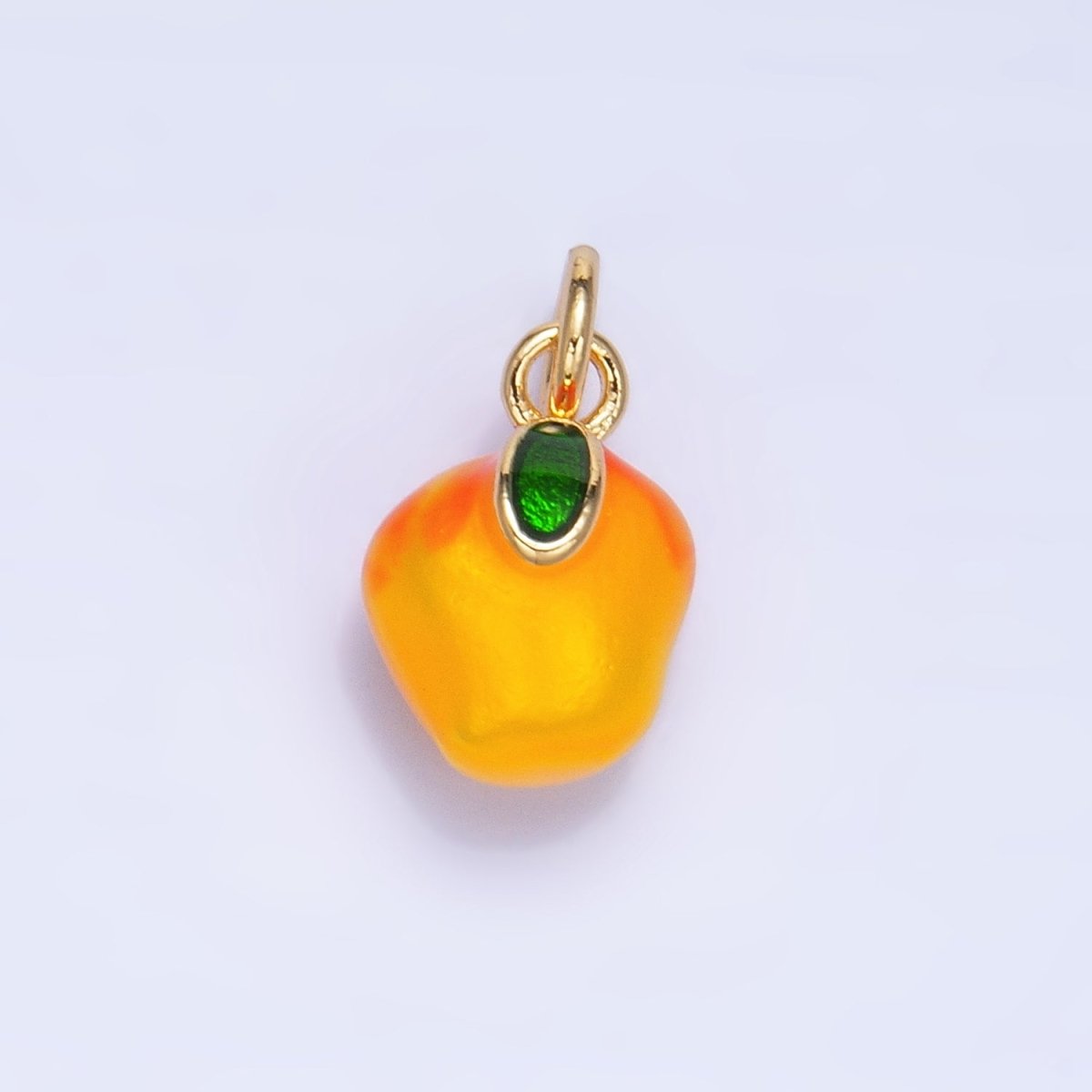 24K Gold Filled Orange Tangerine Fruit Enamel Mini Multidimensional Charm | W061 - DLUXCA