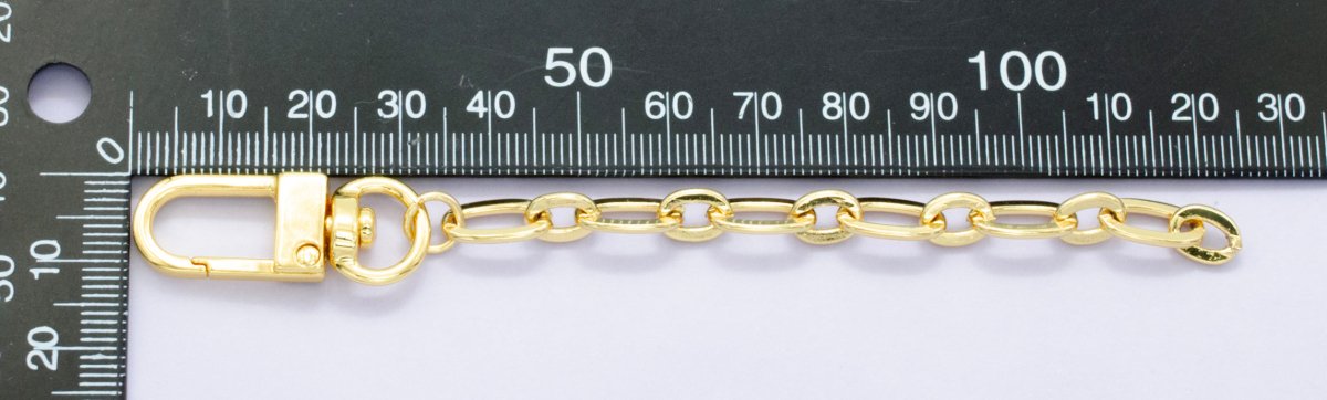 24K Gold Filled Oval Cable Chain Bag Purse Charm Keychain Findings | WA - 2894 - DLUXCA