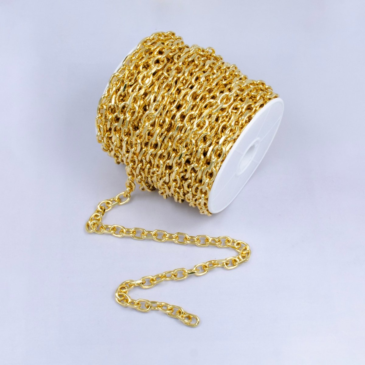 24K Gold Filled Paperclip Chain by Yard, Oval Cable Chain Wholesale bulk Roll Chain for Jewelry Making | ROLL - 071 - DLUXCA