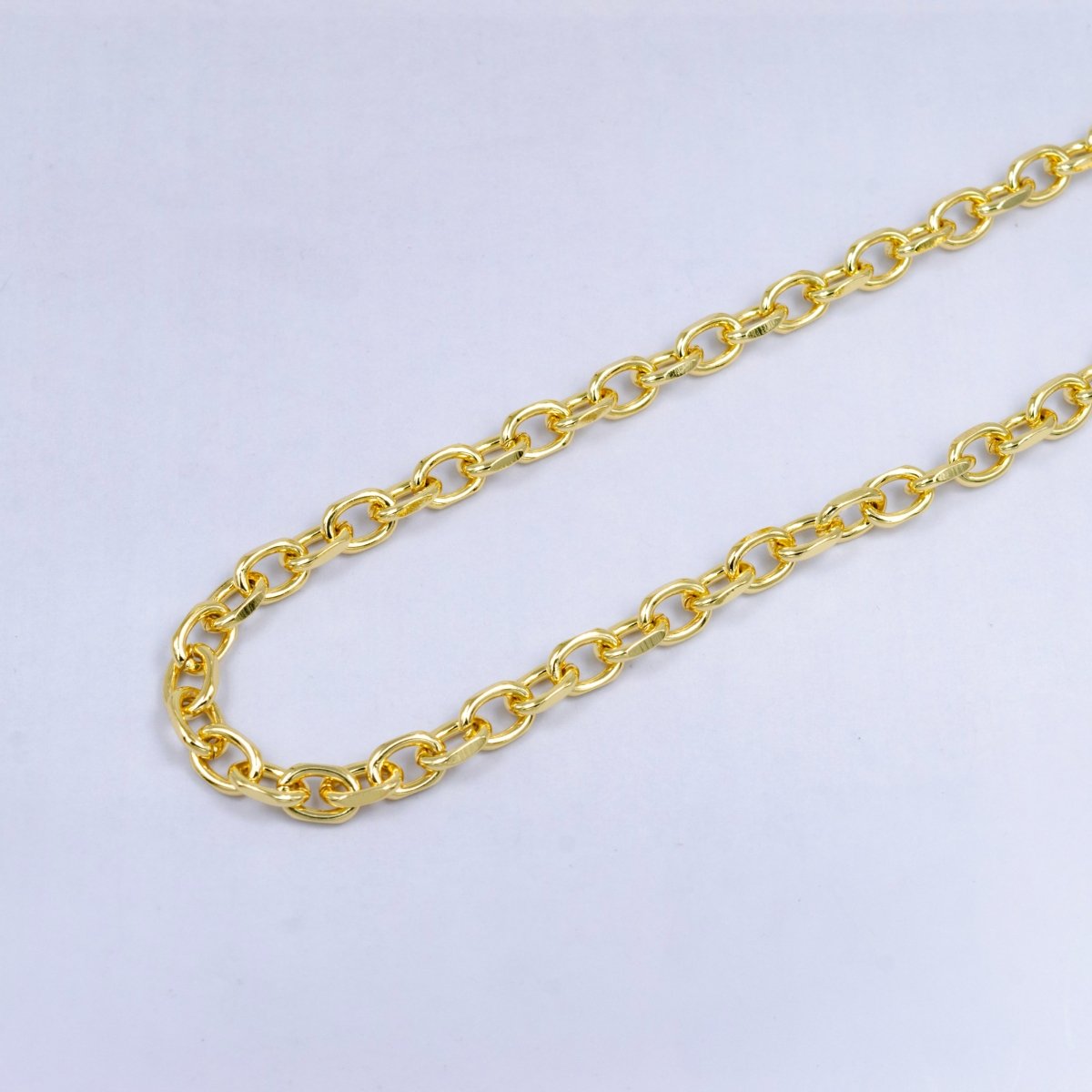 24K Gold Filled Paperclip Chain by Yard, Oval Cable Chain Wholesale bulk Roll Chain for Jewelry Making | ROLL - 071 - DLUXCA