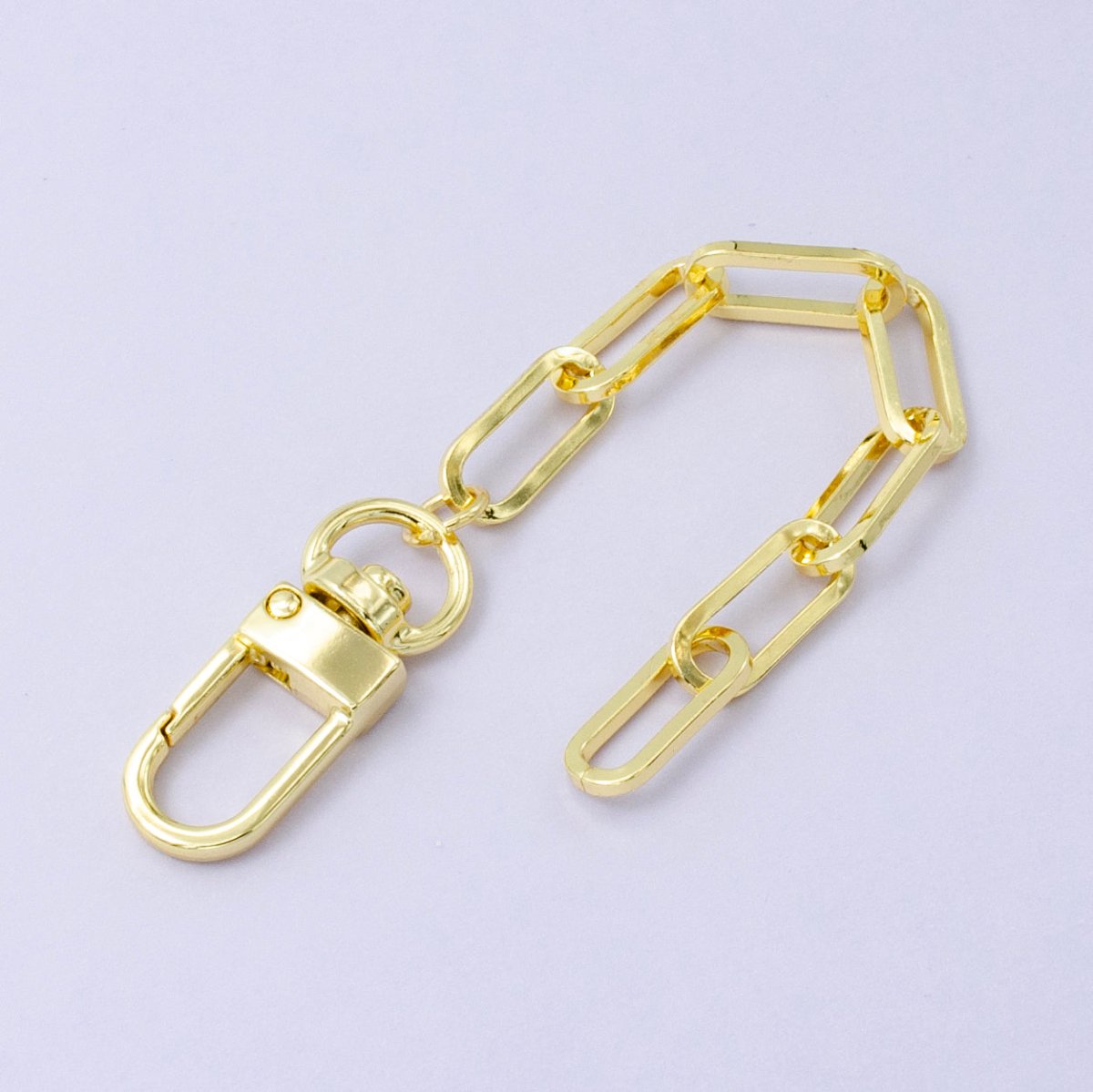 24K Gold Filled Paperclip Chain Link Bag Purse Charm Swivel Keychain Finding | WA - 2756 - DLUXCA