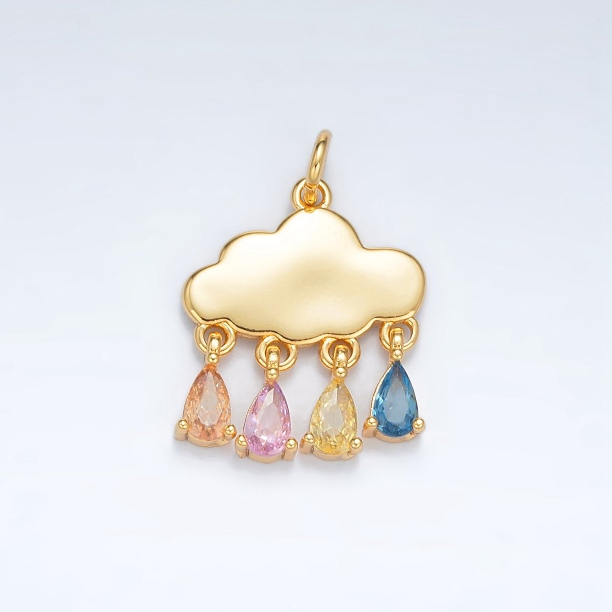 24K Gold Filled Pastel Multicolor Teardrop CZ Cloud Weather Charm | AG914 - DLUXCA