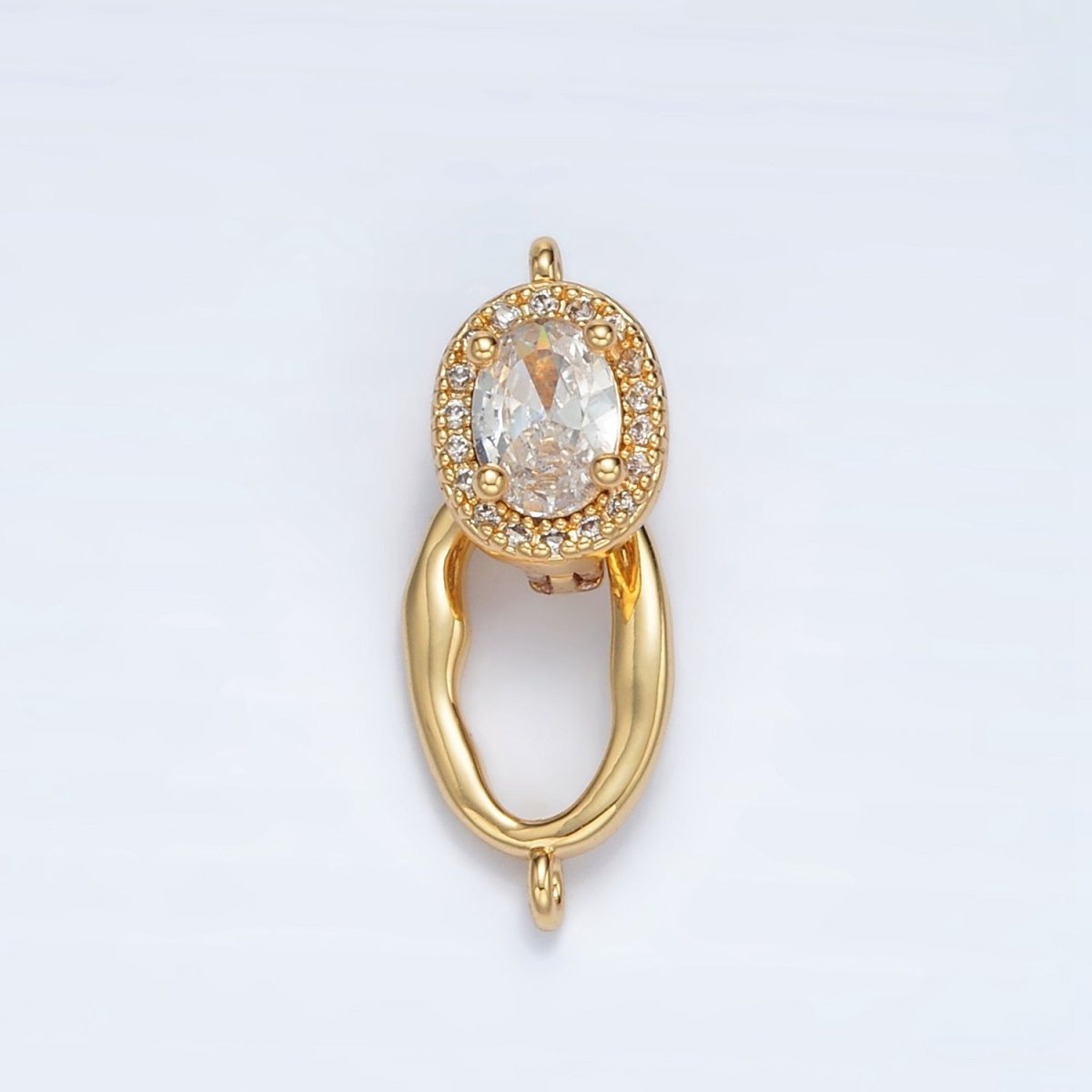 24K Gold Filled Paved CZ Ovel with Snap Lock Latch Closure Findings Set | Z - 890 - DLUXCA