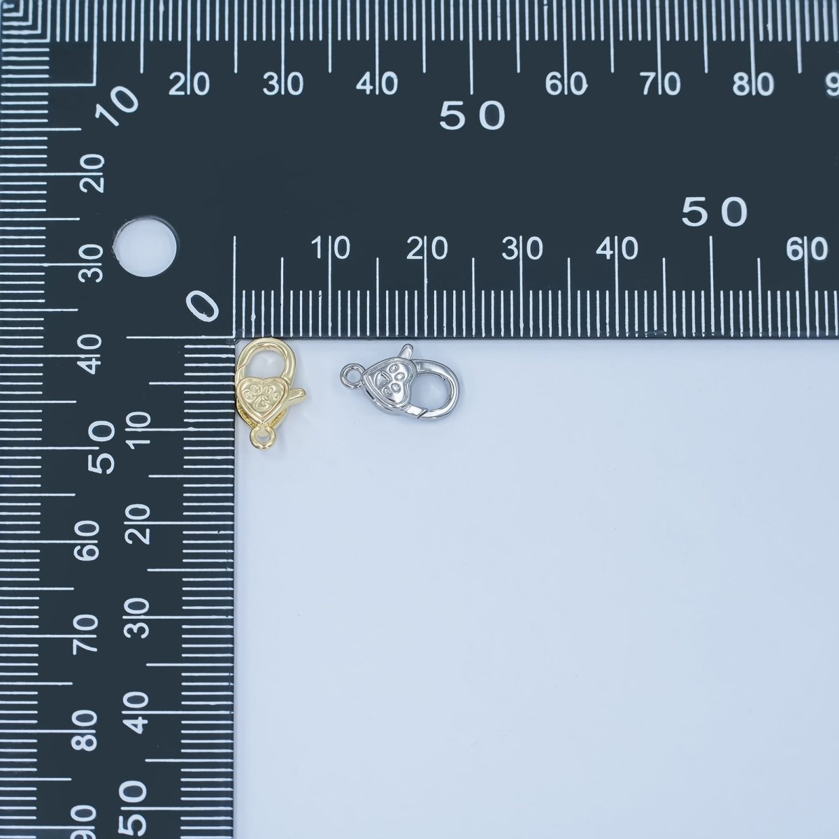 24K Gold Filled Paw Print Heart Lobster Claw Clasp Closure Finding in Gold & Silver | Z1140 - DLUXCA