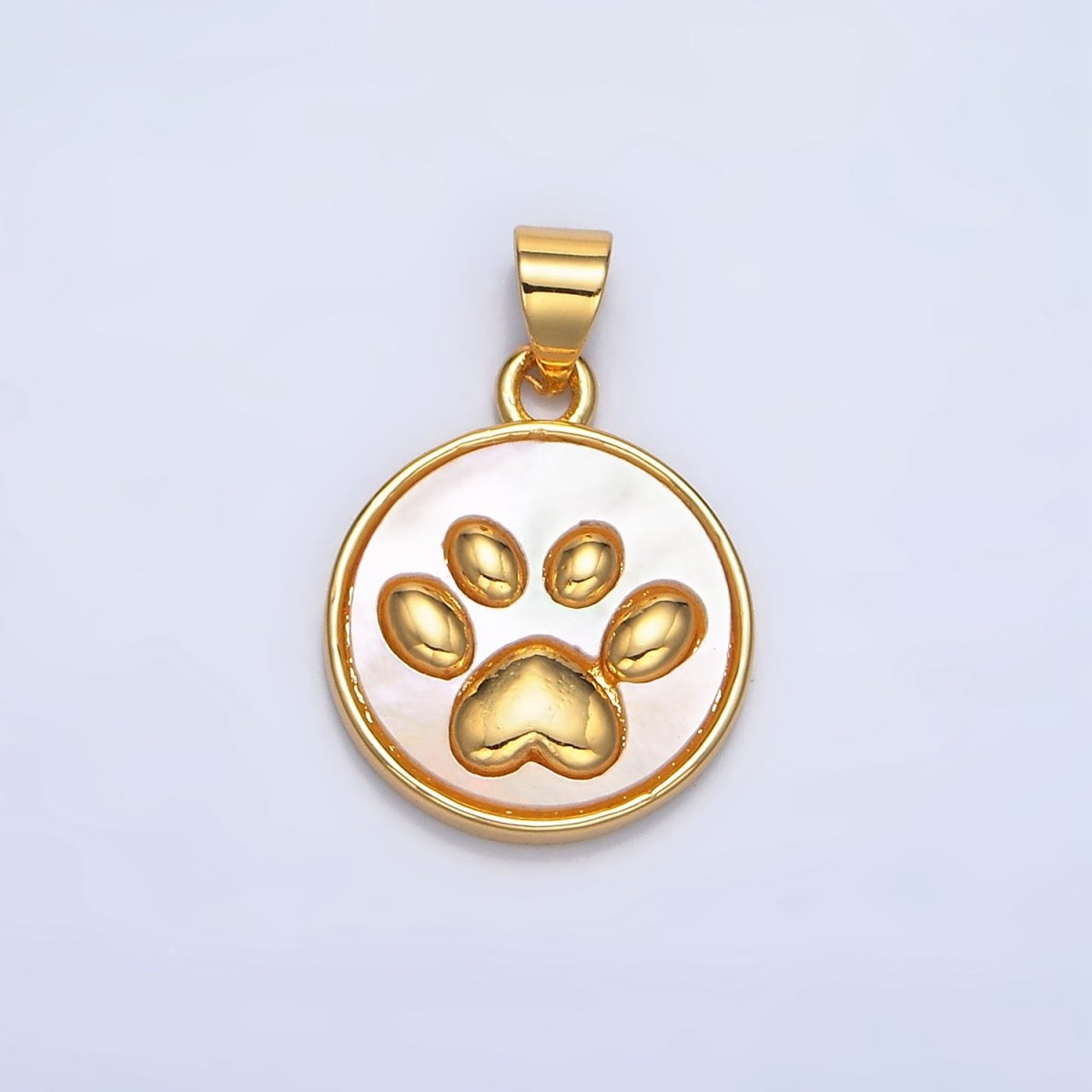 24K Gold Filled Paw Print Stamped Round Pendant | AA - 983 - DLUXCA