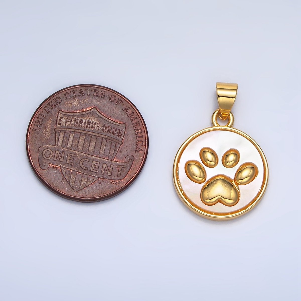 24K Gold Filled Paw Print Stamped Round Pendant | AA - 983 - DLUXCA