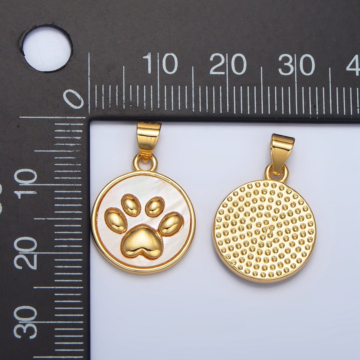 24K Gold Filled Paw Print Stamped Round Pendant | AA - 983 - DLUXCA