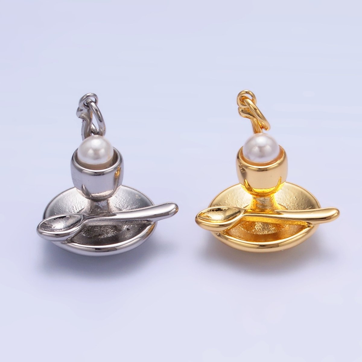 24K Gold Filled Pearl Ice Cream Sundae Dessert Food Charm in Gold & Silver | W427 - DLUXCA