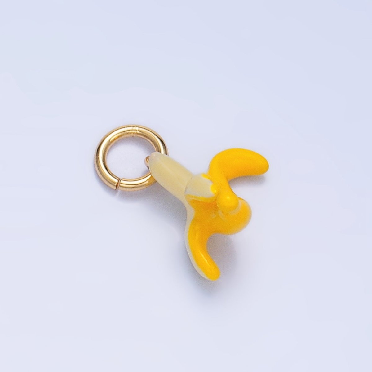 24K Gold Filled Peeled Banana Fruit Enamel Mini Multidimensional Charm | W058 - DLUXCA