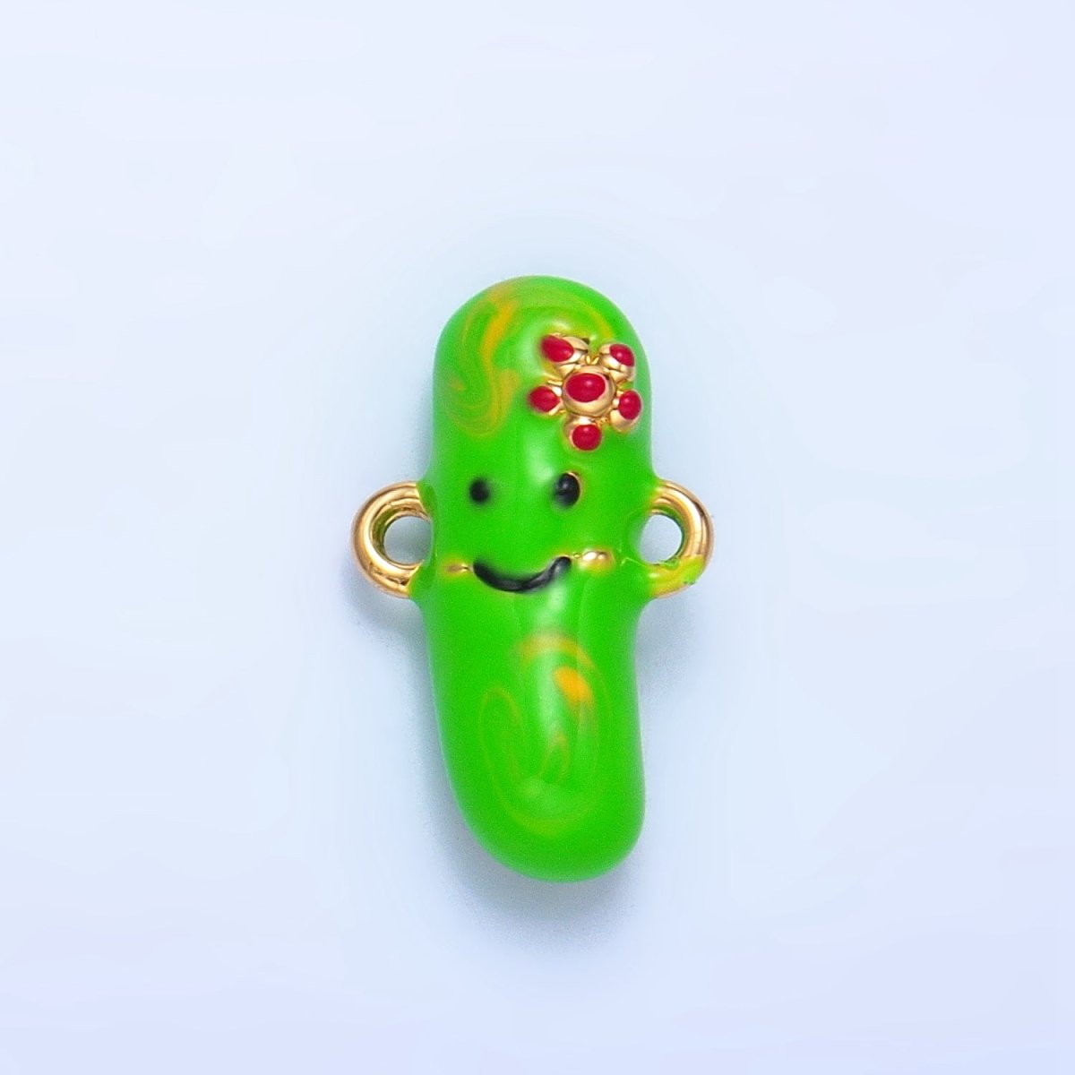 24K Gold Filled Pickle Cucumber Fruit Enamel Connector in Gold & Silver | F766 - DLUXCA