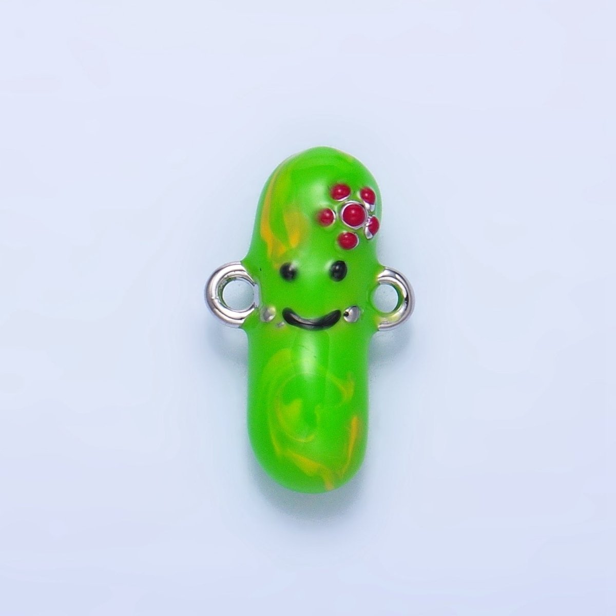 24K Gold Filled Pickle Cucumber Fruit Enamel Connector in Gold & Silver | F766 - DLUXCA