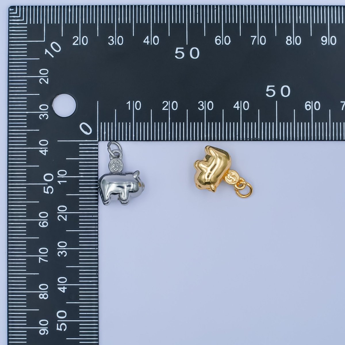 24K Gold Filled Piggy Bank Money 3D Multidimensional Charm in Gold & Silver | M188 - DLUXCA