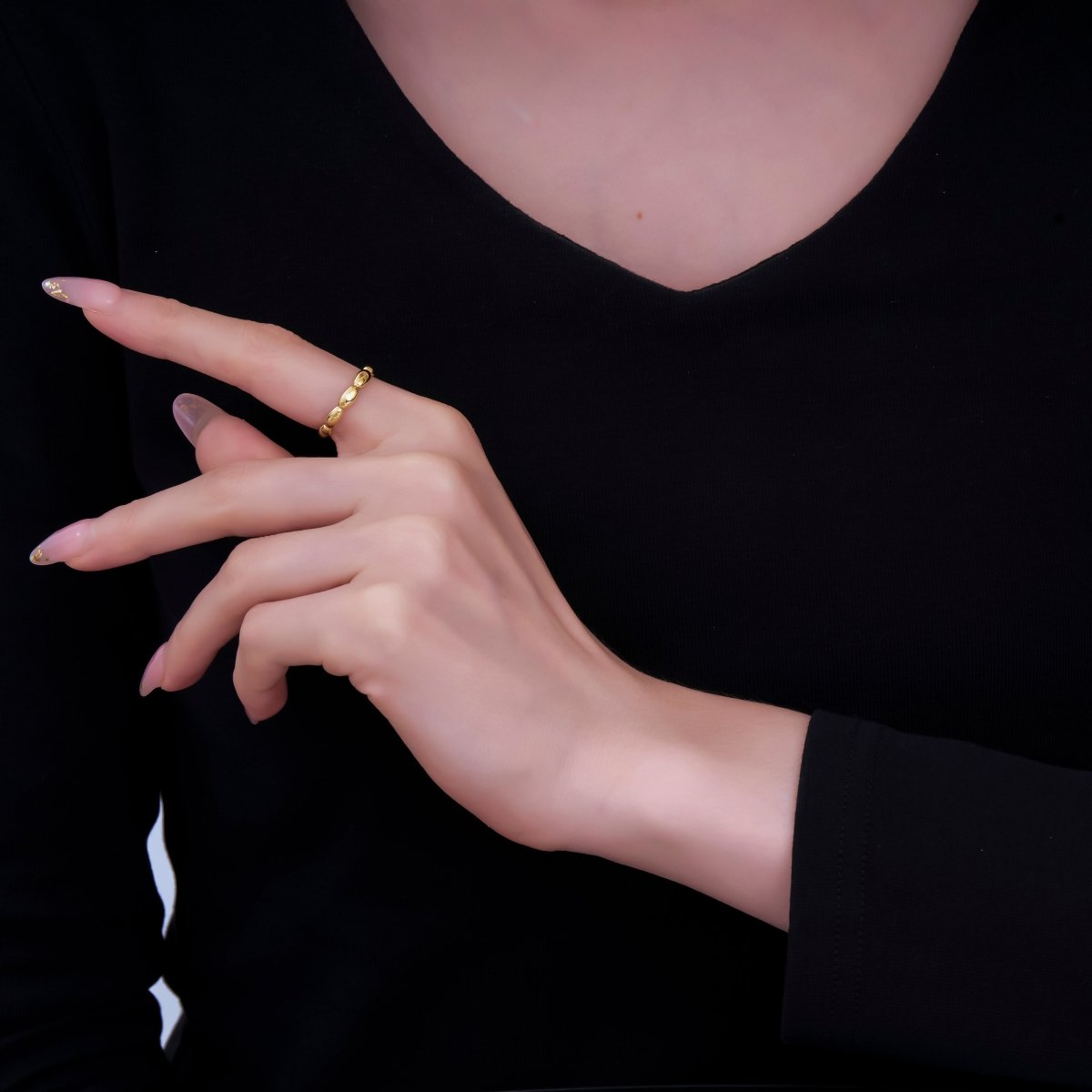 24K Gold Filled Pillow - Curve Round Adjustable Ring | O - 1440 - DLUXCA