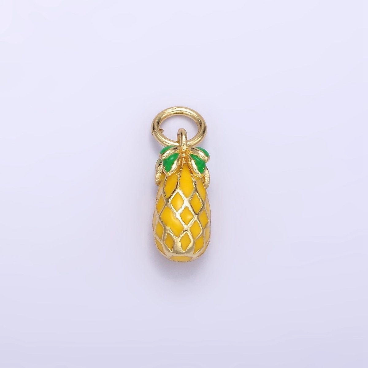 24K Gold Filled Pineapple Fruit Enamel Charm | C743 - DLUXCA