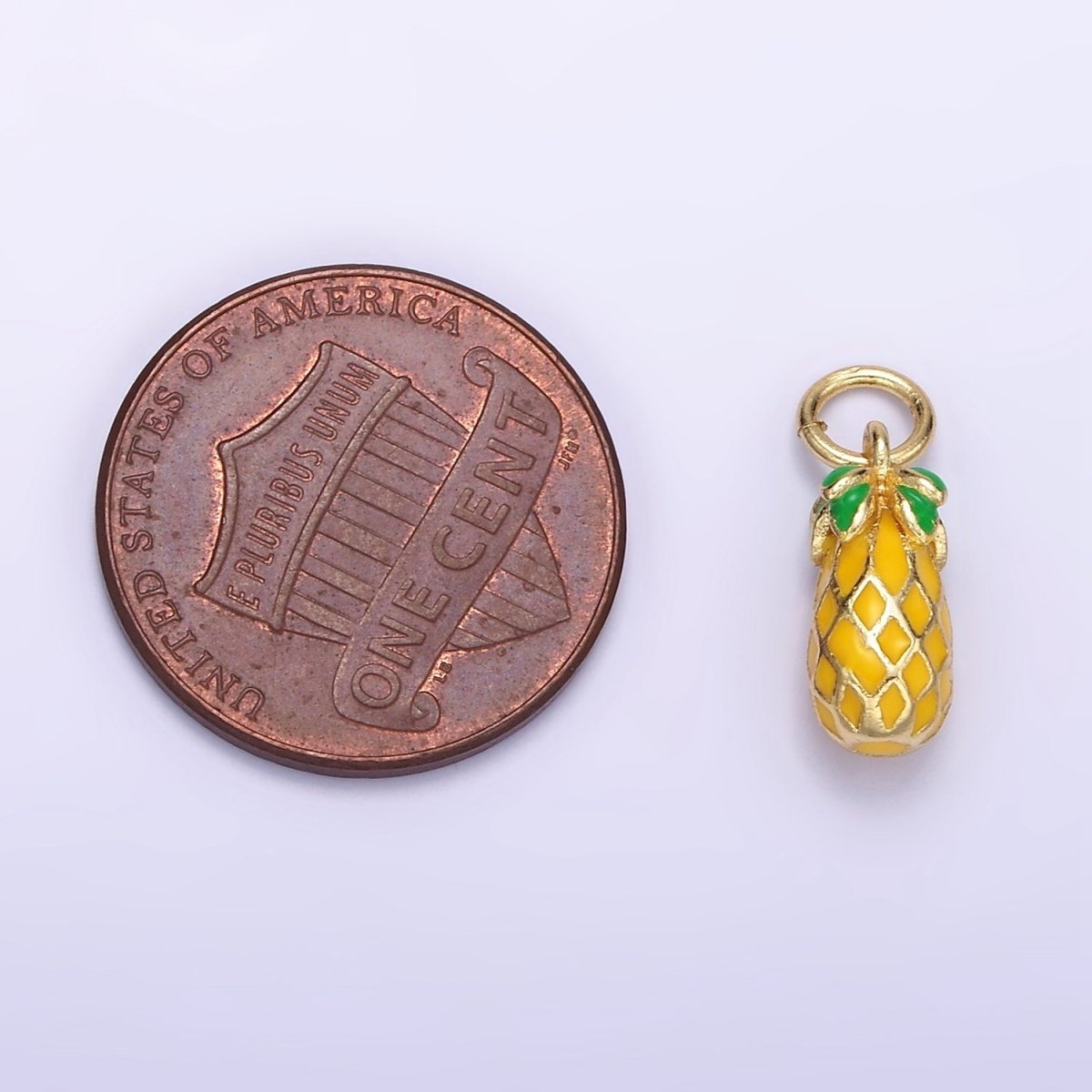 24K Gold Filled Pineapple Fruit Enamel Charm | C743 - DLUXCA