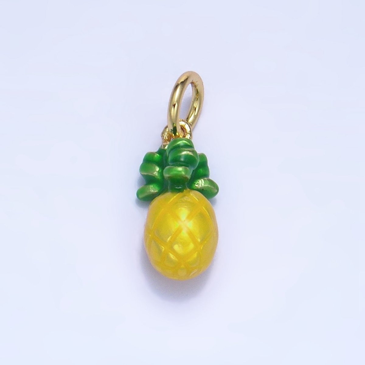 24K Gold Filled Pineapple Fruit Enamel Mini Multidimensional Charm | W055 - DLUXCA