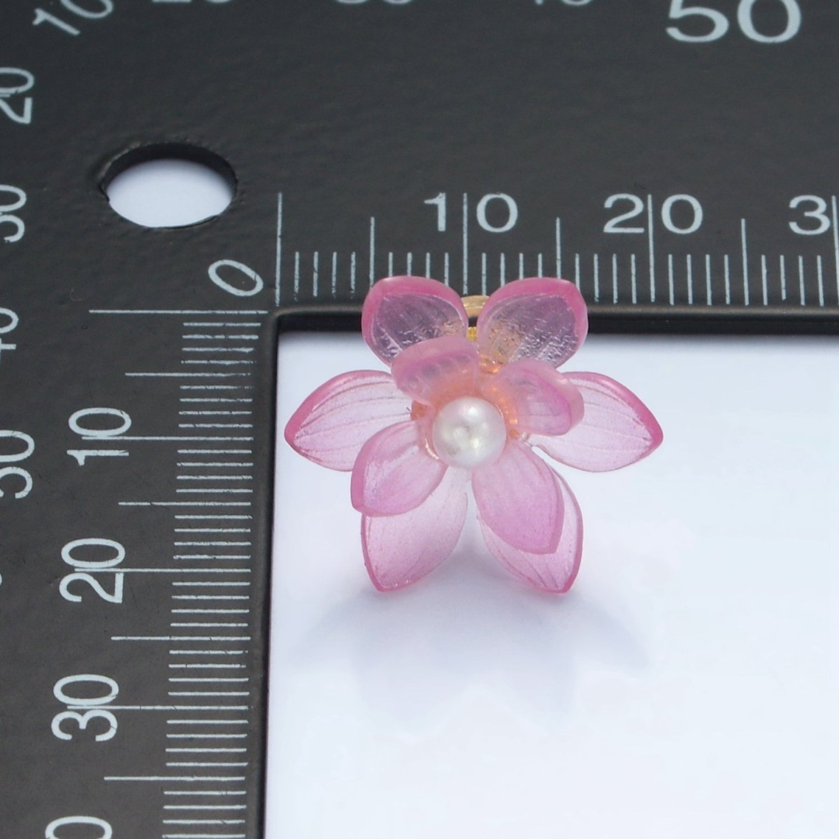 24K Gold Filled Pink Acrylic Sakura Flower Stud Earrings | P099 - DLUXCA