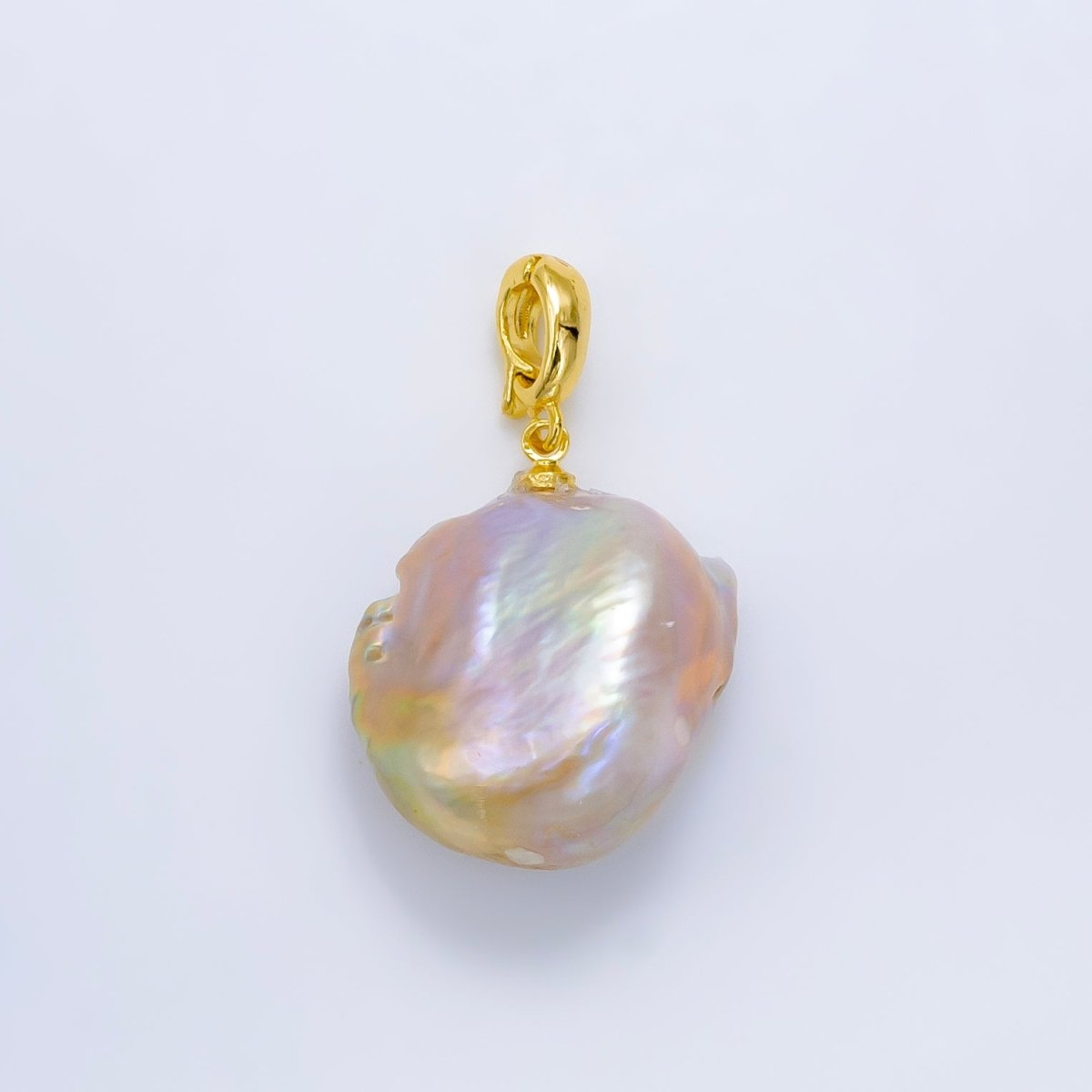 24K Gold Filled Pink Baroque Freshwater Pearl Snap Latch Bail Pendant | P1908 - DLUXCA