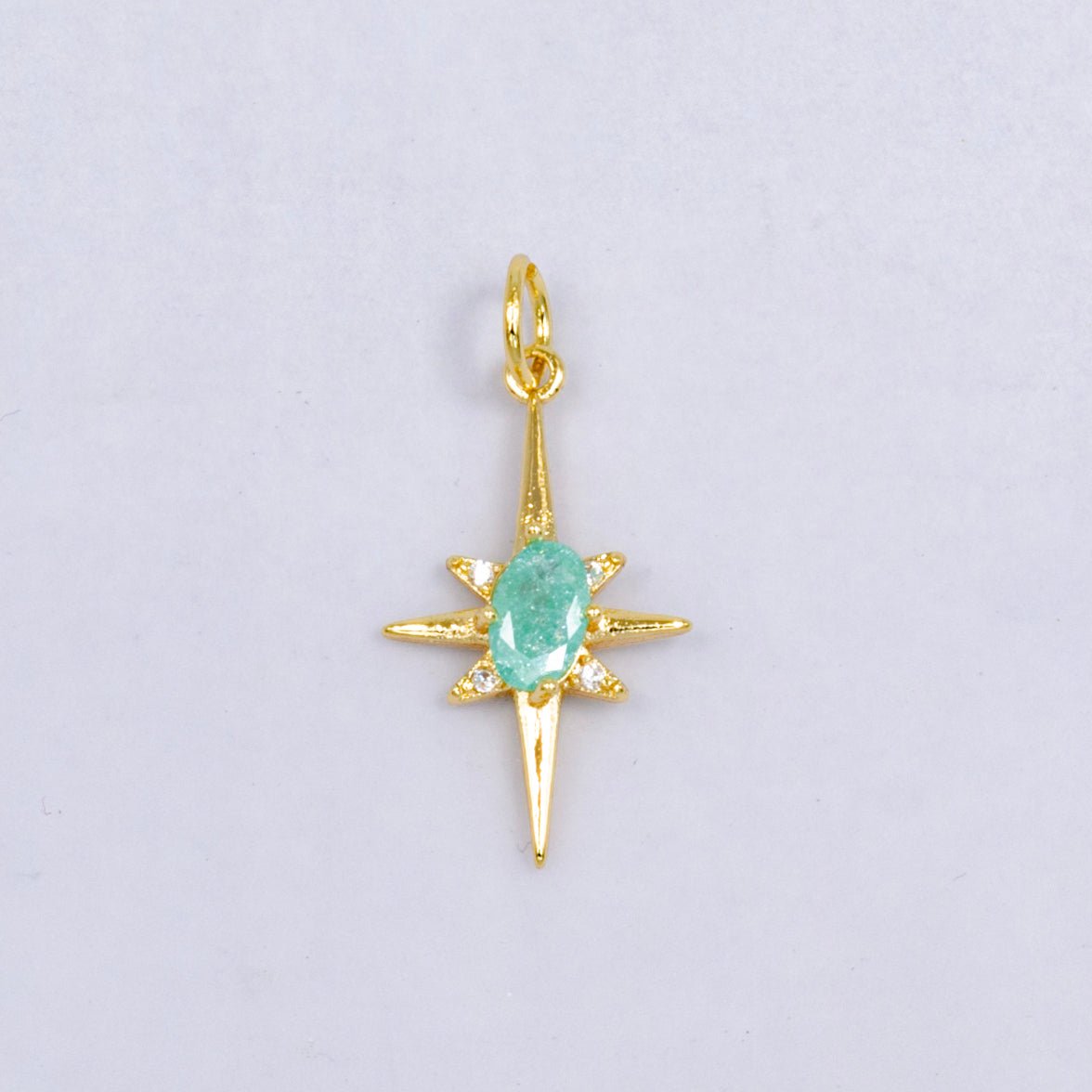 24K Gold Filled Pink Blue Green CZ Celestial North Star Charm | W229 - DLUXCA