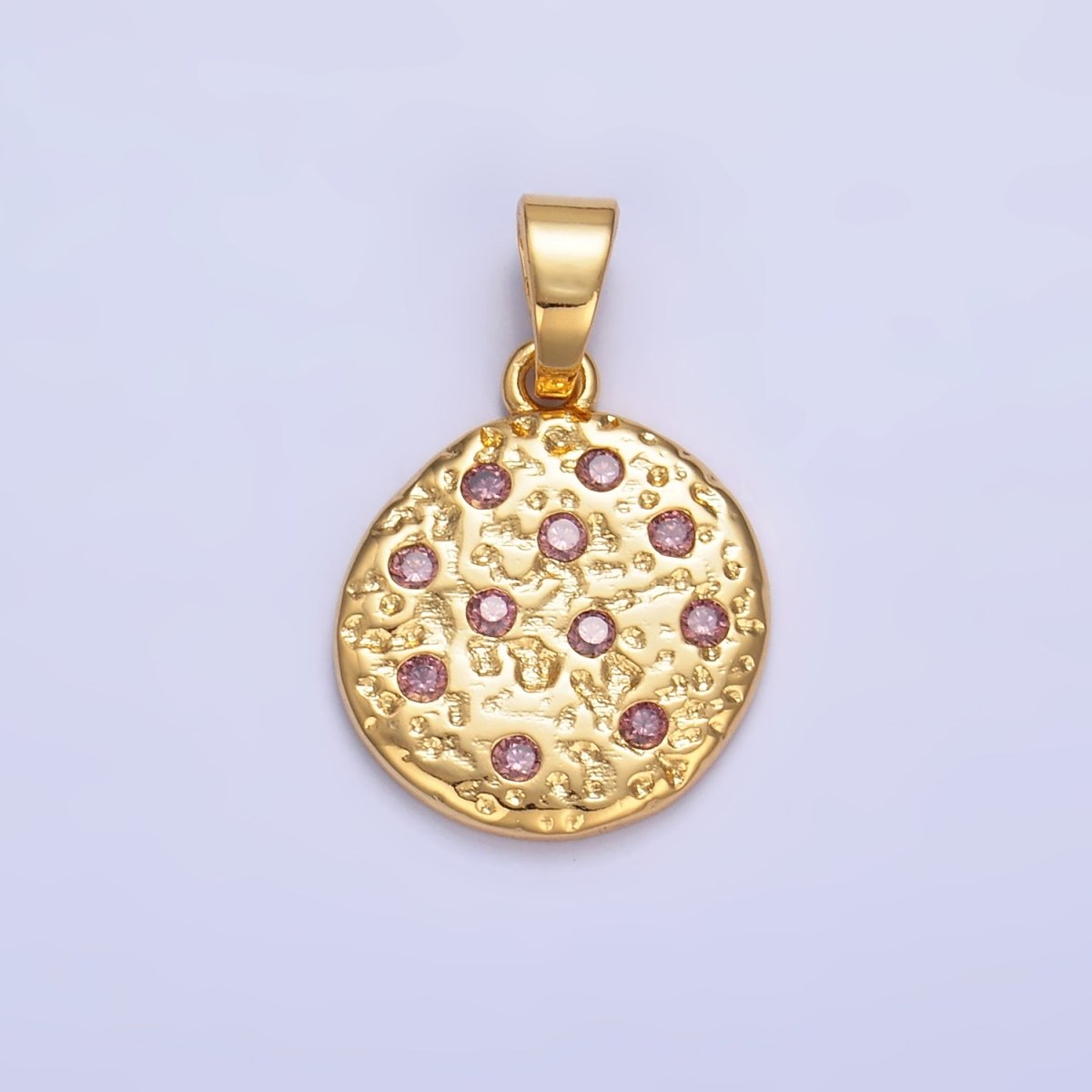 24K Gold Filled Pink CZ Cookie Food Pendant in Gold & Silver | AA1428 - DLUXCA