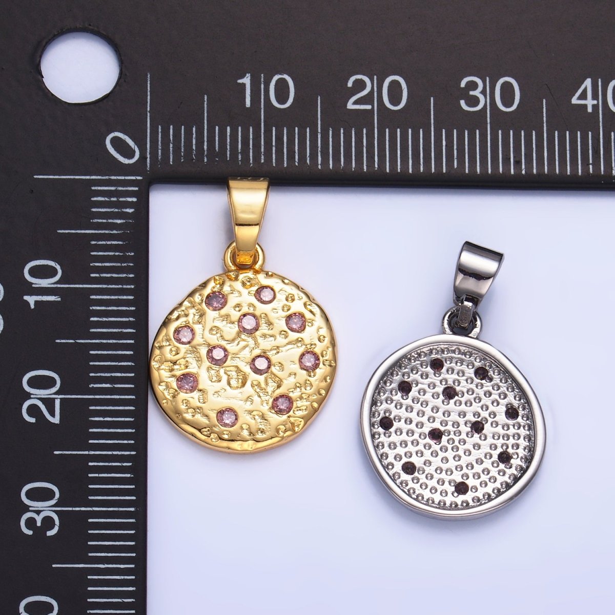 24K Gold Filled Pink CZ Cookie Food Pendant in Gold & Silver | AA1428 - DLUXCA