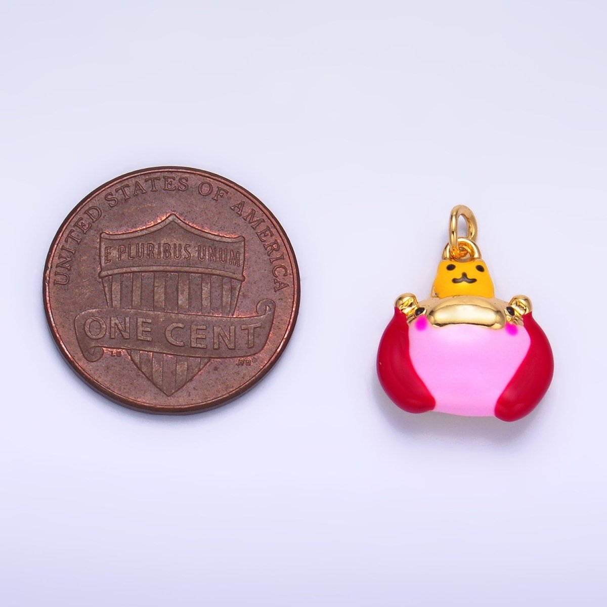 24K Gold Filled Pink Enamel Hippopotamus Multidimensional 3D Animal Charm | W241 - DLUXCA