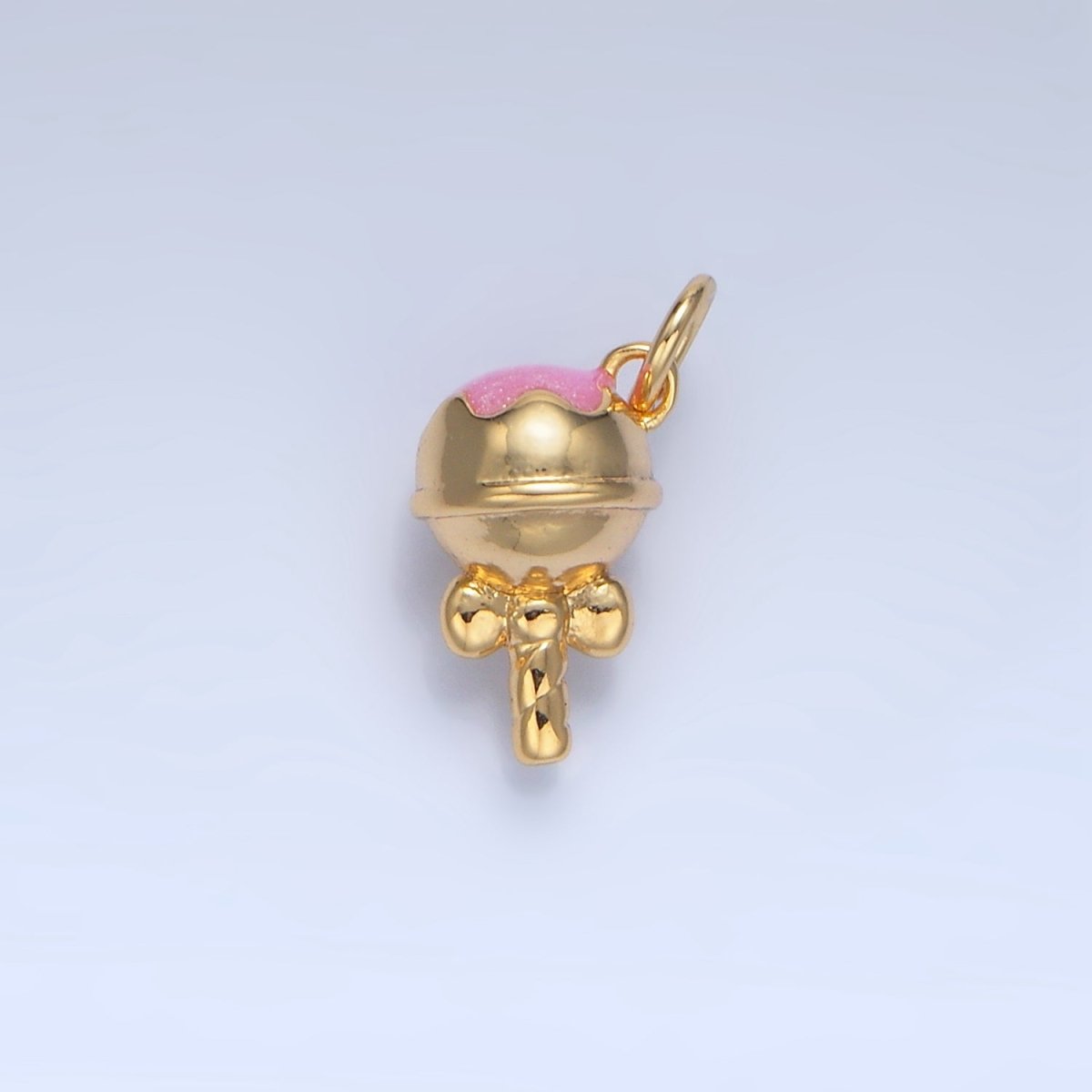 24K Gold Filled Pink Enamel Lollipop Candy Charm | X833 - DLUXCA