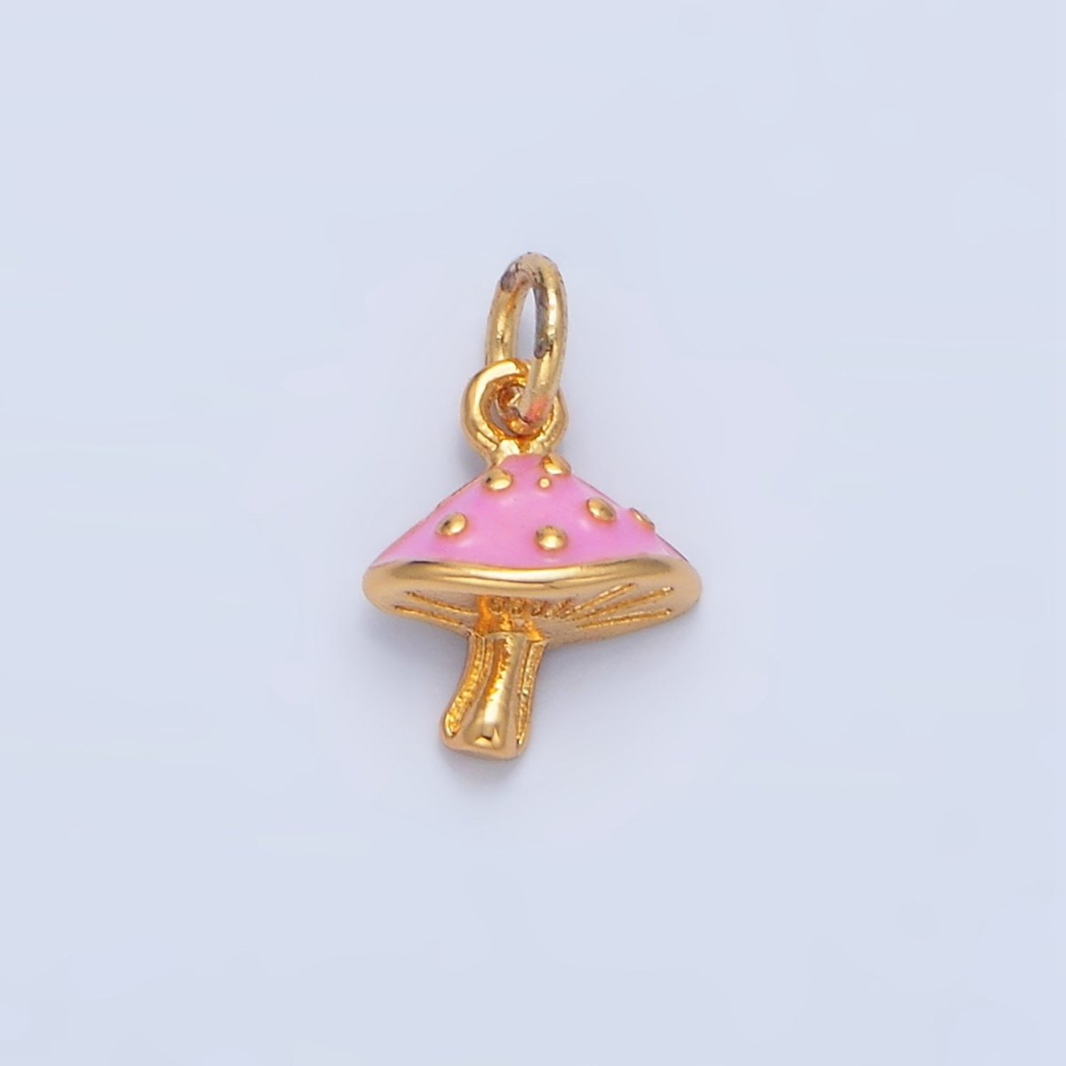 24K Gold Filled Pink Enamel Mushroom Charm | X845 - DLUXCA