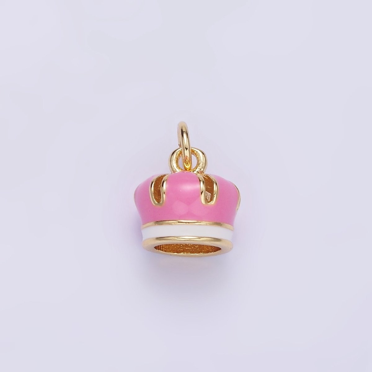 24K Gold Filled Pink Enamel Royal Crown Mini Charm | C824 - DLUXCA