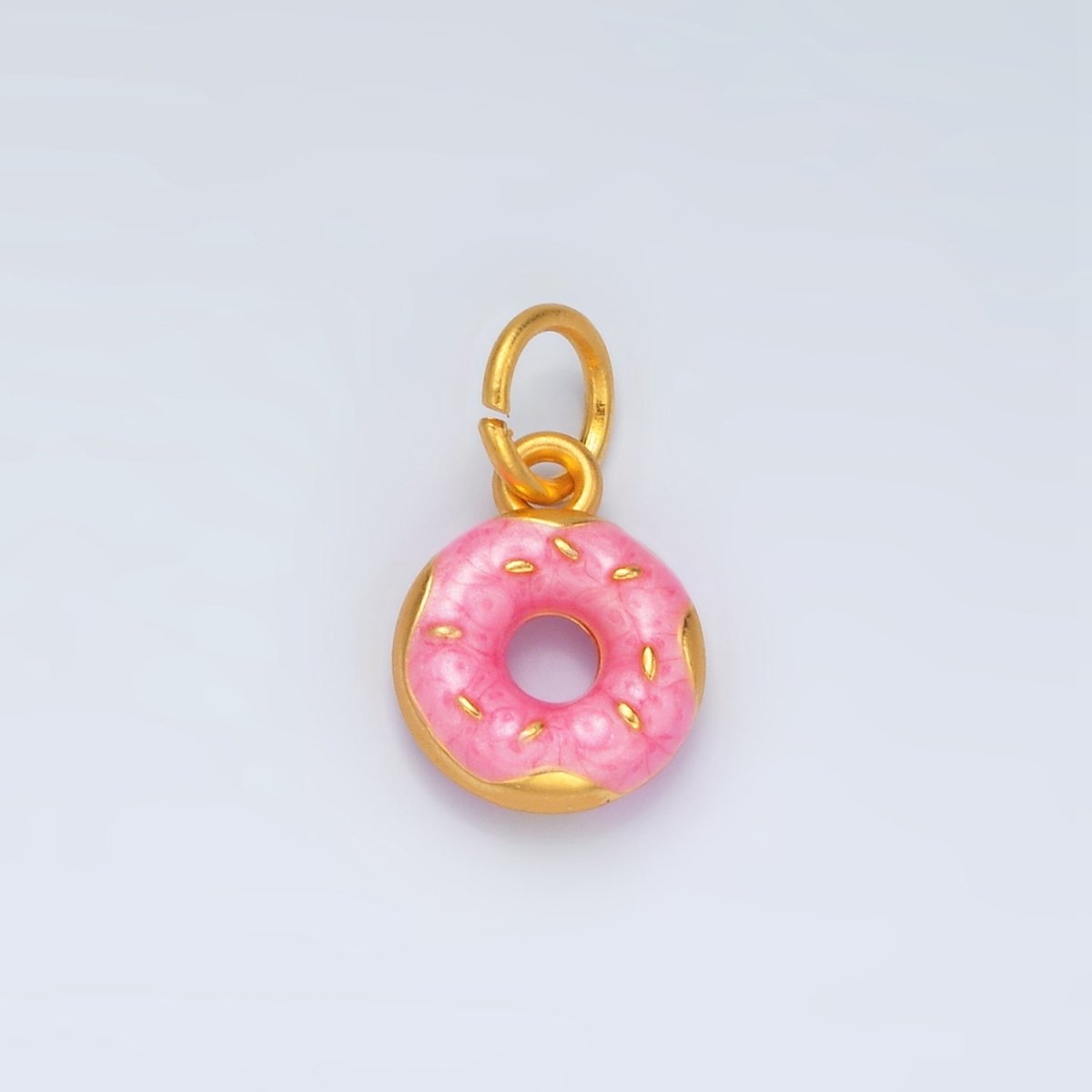 24K Gold Filled Pink Glaze Donut w/ Sprinkles Food Charm | M152 - DLUXCA