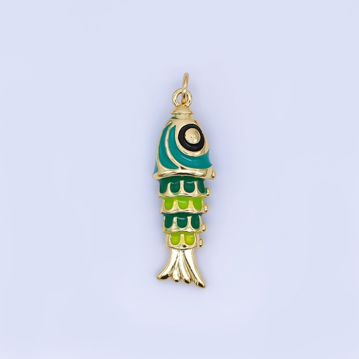 24K Gold Filled Pink, Green, Blue, Putple Multicolor Fish 3D Multidimensional Charm | AJ435 AJ436 - DLUXCA