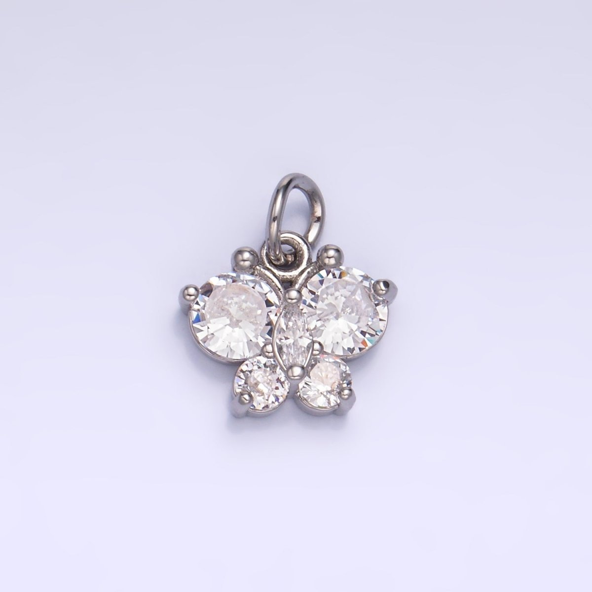 24K Gold Filled Pink, Multicolor, Red CZ Butterfly Charm in Gold & Silver | M806 M807 - DLUXCA