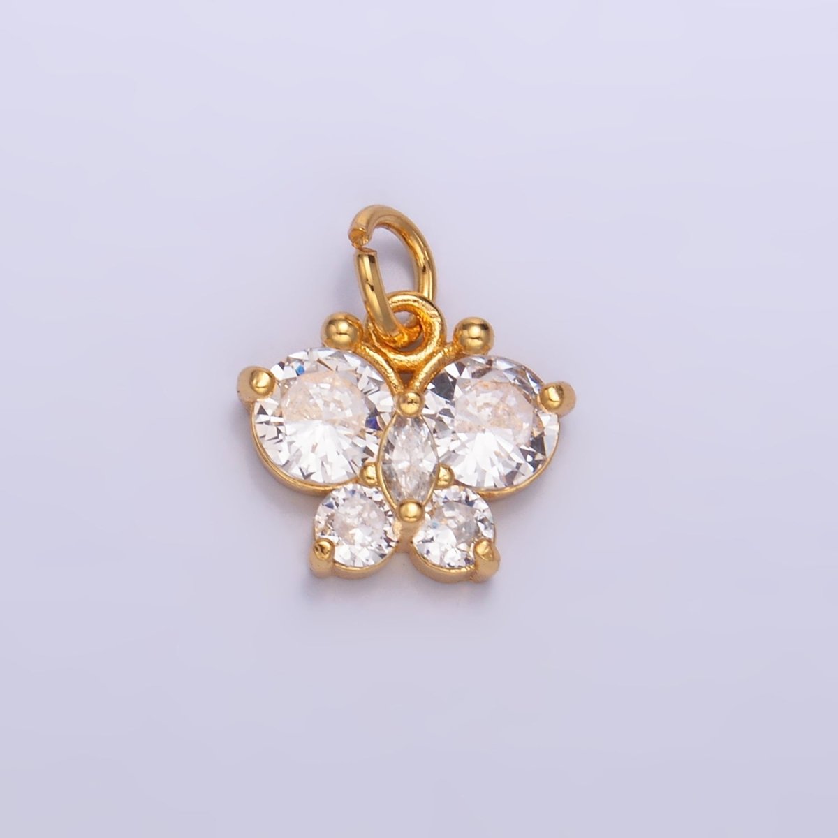 24K Gold Filled Pink, Multicolor, Red CZ Butterfly Charm in Gold & Silver | M806 M807 - DLUXCA