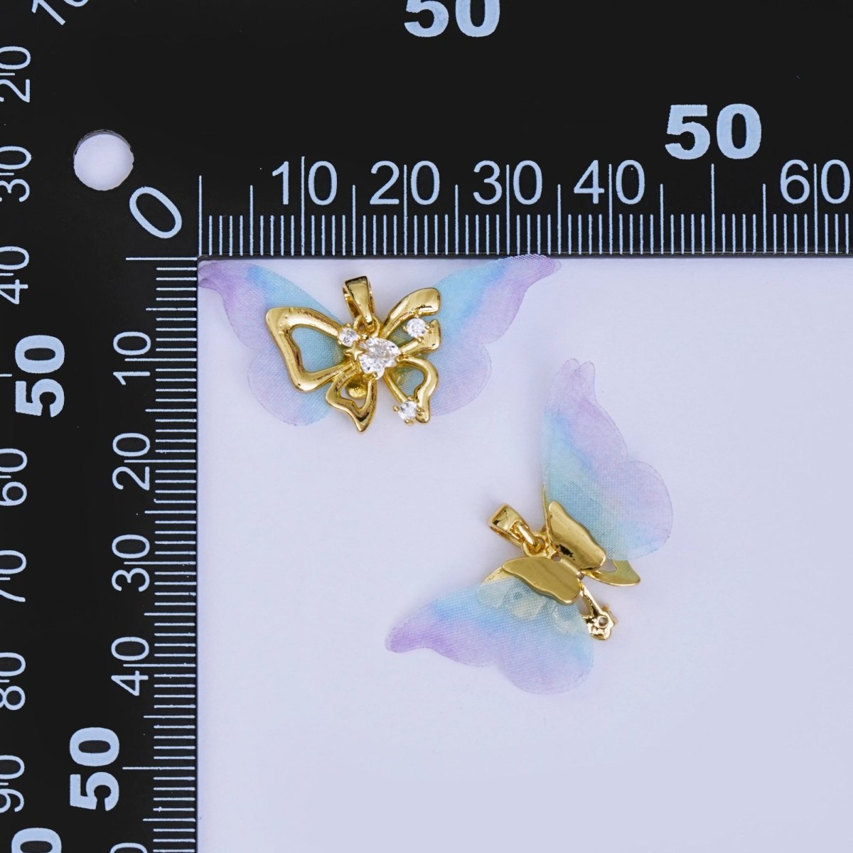 24K Gold Filled Pink, Purple, Black Dreamy Butterfly Mariposa Pendant | AA1638 - AA1641 - DLUXCA