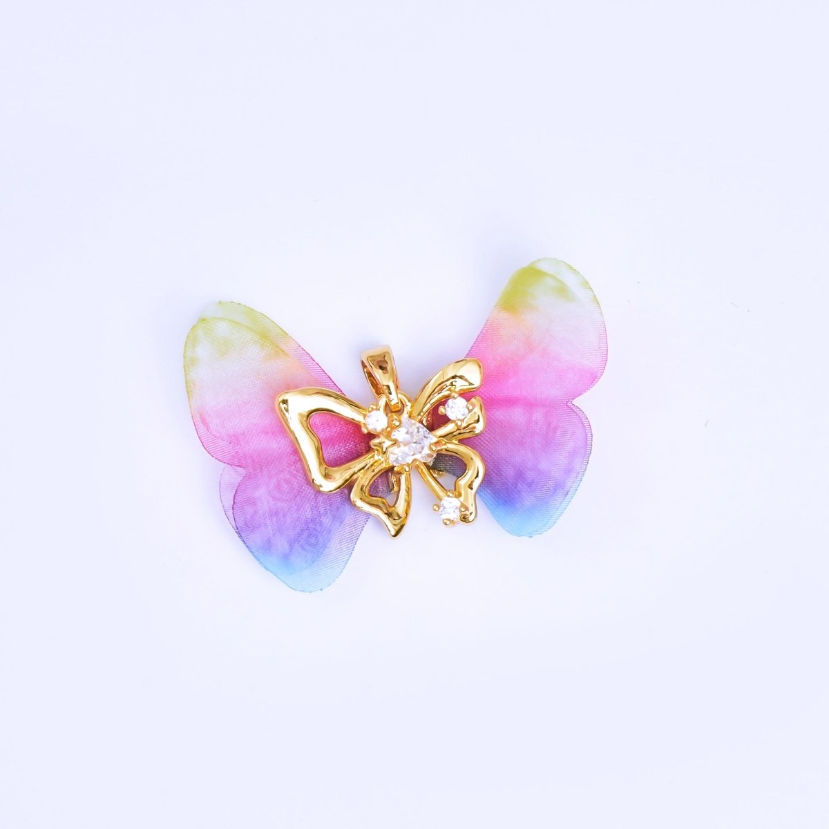 24K Gold Filled Pink, Purple, Black Dreamy Butterfly Mariposa Pendant | AA1638 - AA1641 - DLUXCA