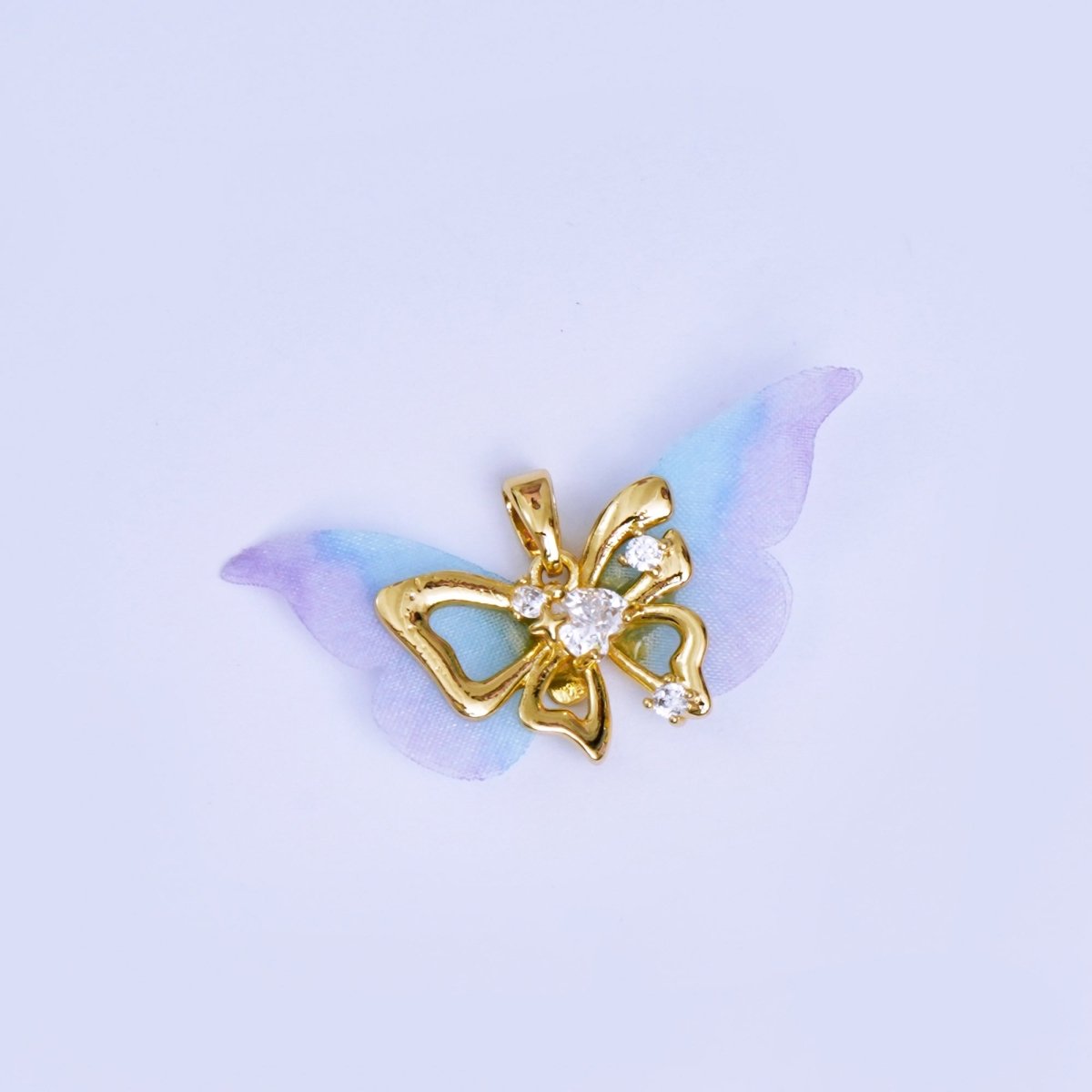24K Gold Filled Pink, Purple, Black Dreamy Butterfly Mariposa Pendant | AA1638 - AA1641 - DLUXCA