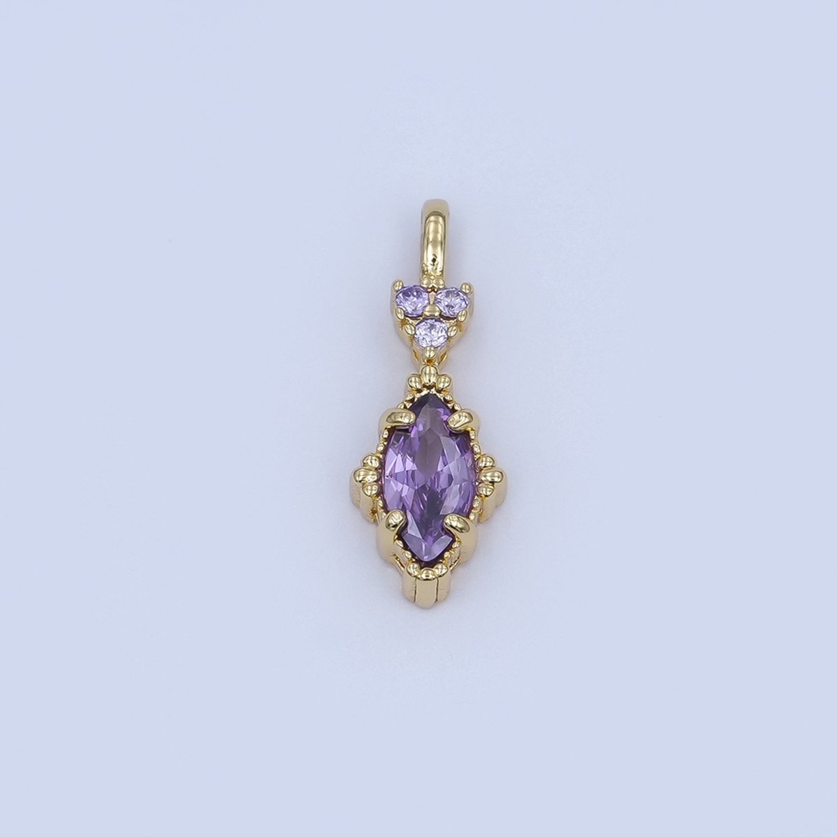 24K Gold Filled Pink, Purple, Clear, Green, Red Marquise Pendant | AH414 - AH416 - DLUXCA