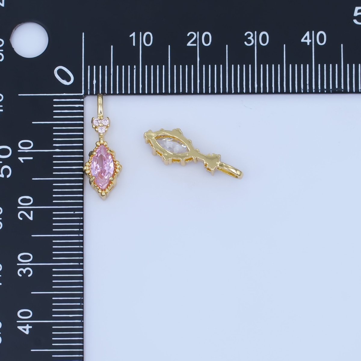 24K Gold Filled Pink, Purple, Clear, Green, Red Marquise Pendant | AH414 - AH416 - DLUXCA