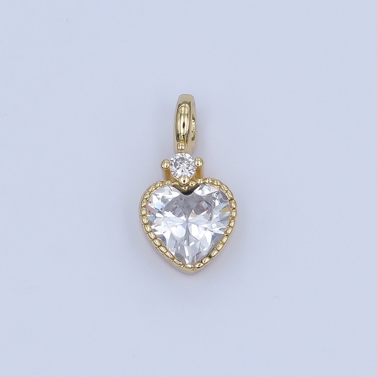 24K Gold Filled Pink, Purple, Clear, Red, Yellow CZ Heart Charm