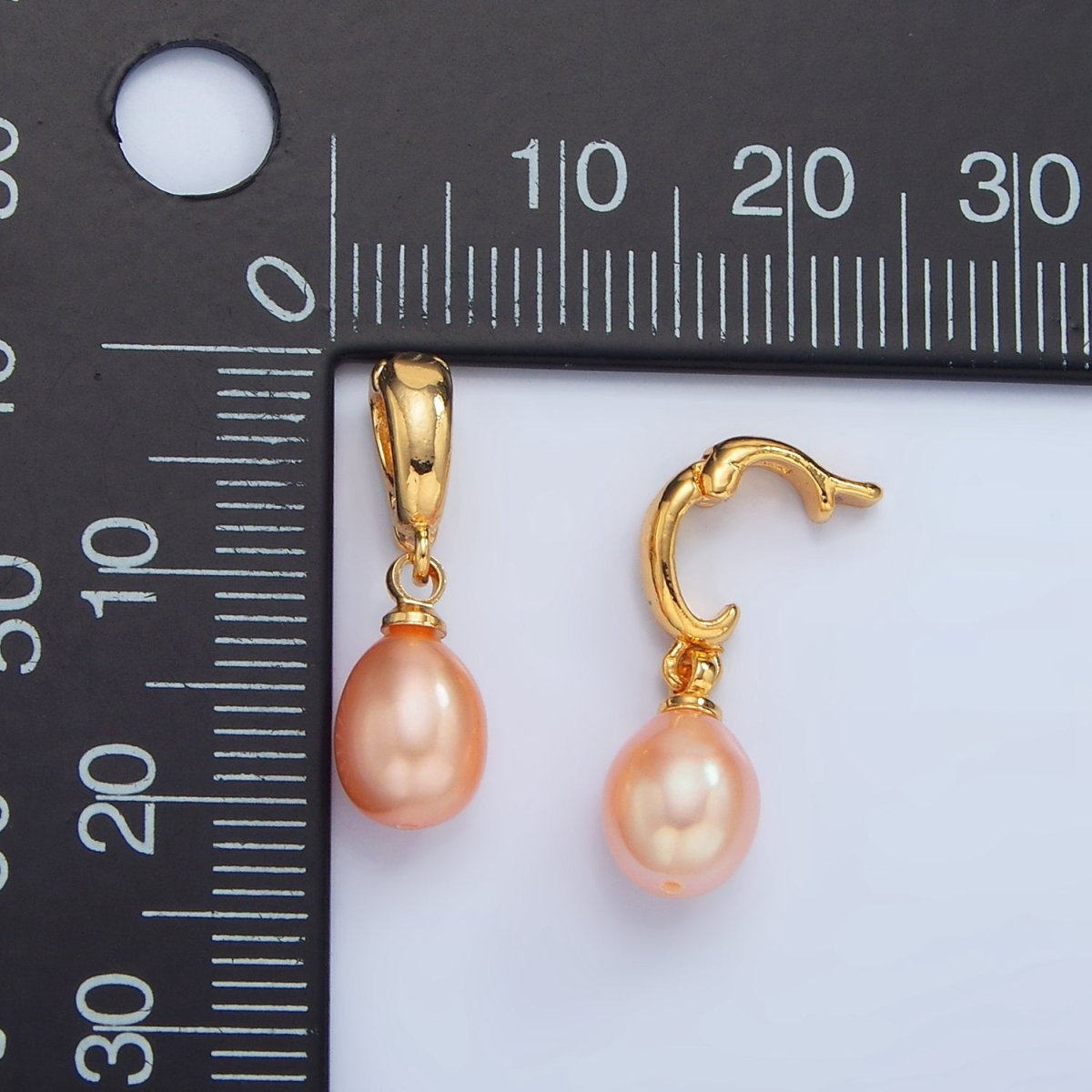 24K Gold Filled Pink, White Freshwater Pearl Snap Latch Bail Pendant | P1900 P1901 - DLUXCA