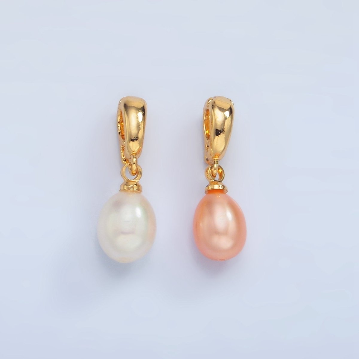 24K Gold Filled Pink, White Freshwater Pearl Snap Latch Bail Pendant | P1900 P1901 - DLUXCA