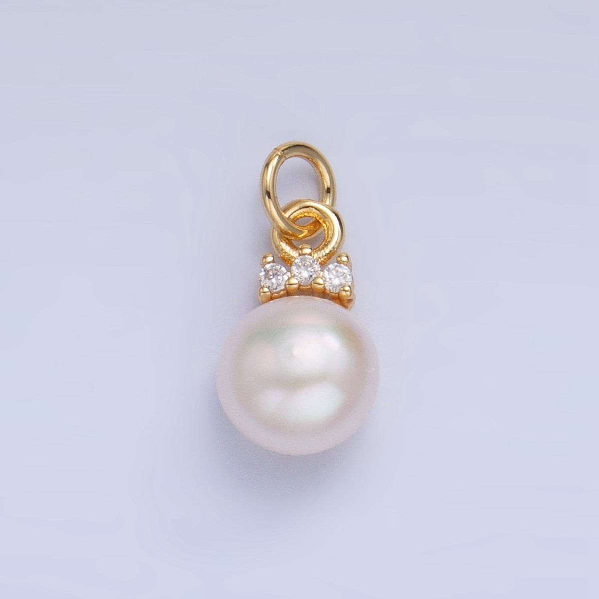 24K Gold Filled Pink, White, Purple Freshwater Pearl CZ Charm | P1920 - P1922 - DLUXCA