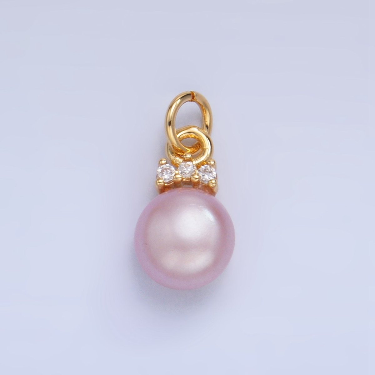 24K Gold Filled Pink, White, Purple Freshwater Pearl CZ Charm | P1920 - P1922 - DLUXCA