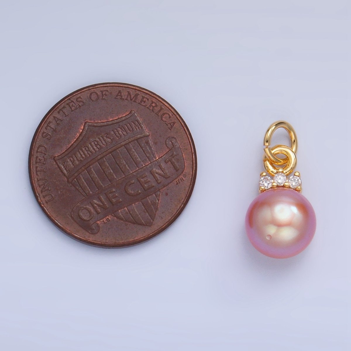 24K Gold Filled Pink, White, Purple Freshwater Pearl CZ Charm | P1920 - P1922 - DLUXCA