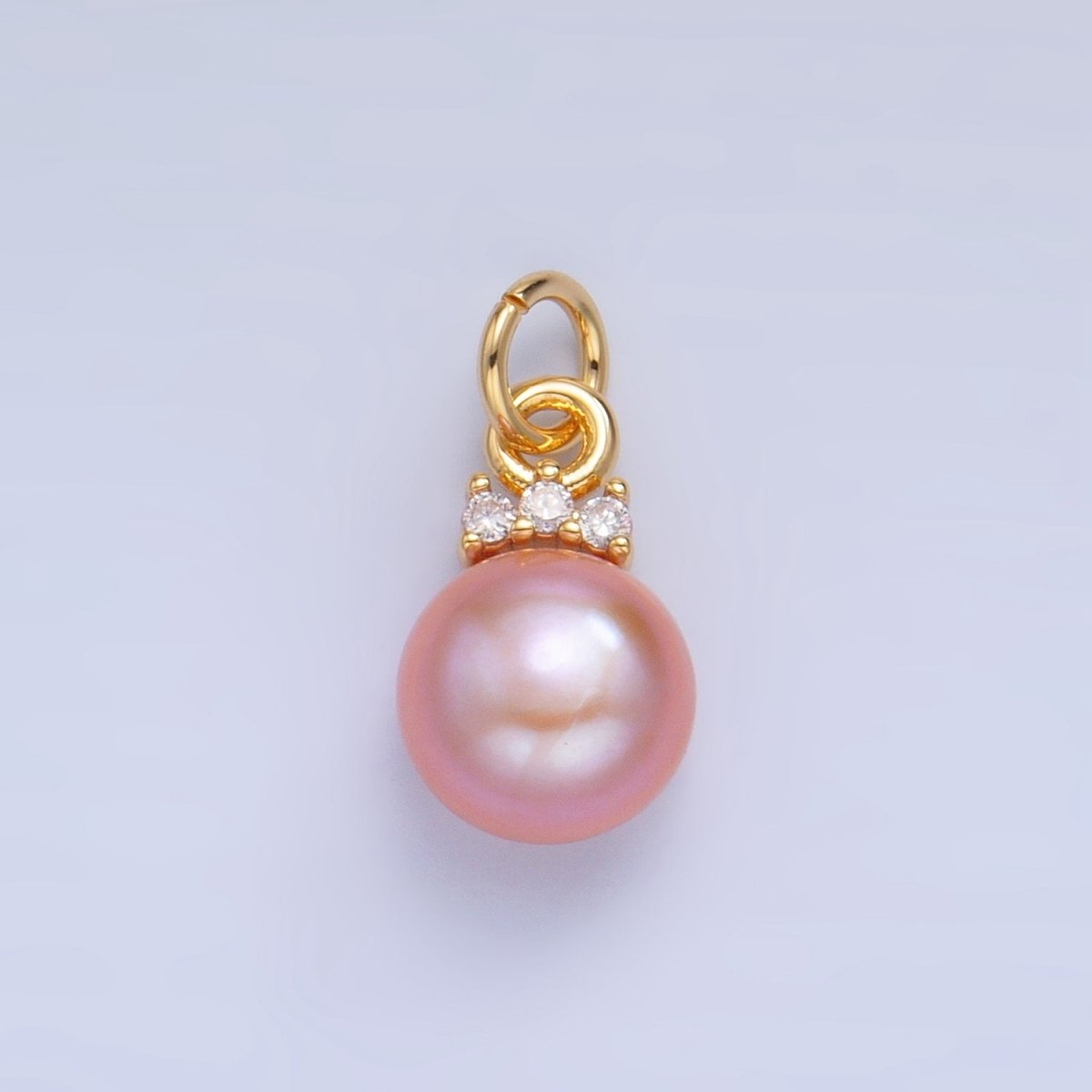 24K Gold Filled Pink, White, Purple Freshwater Pearl CZ Charm | P1920 - P1922 - DLUXCA