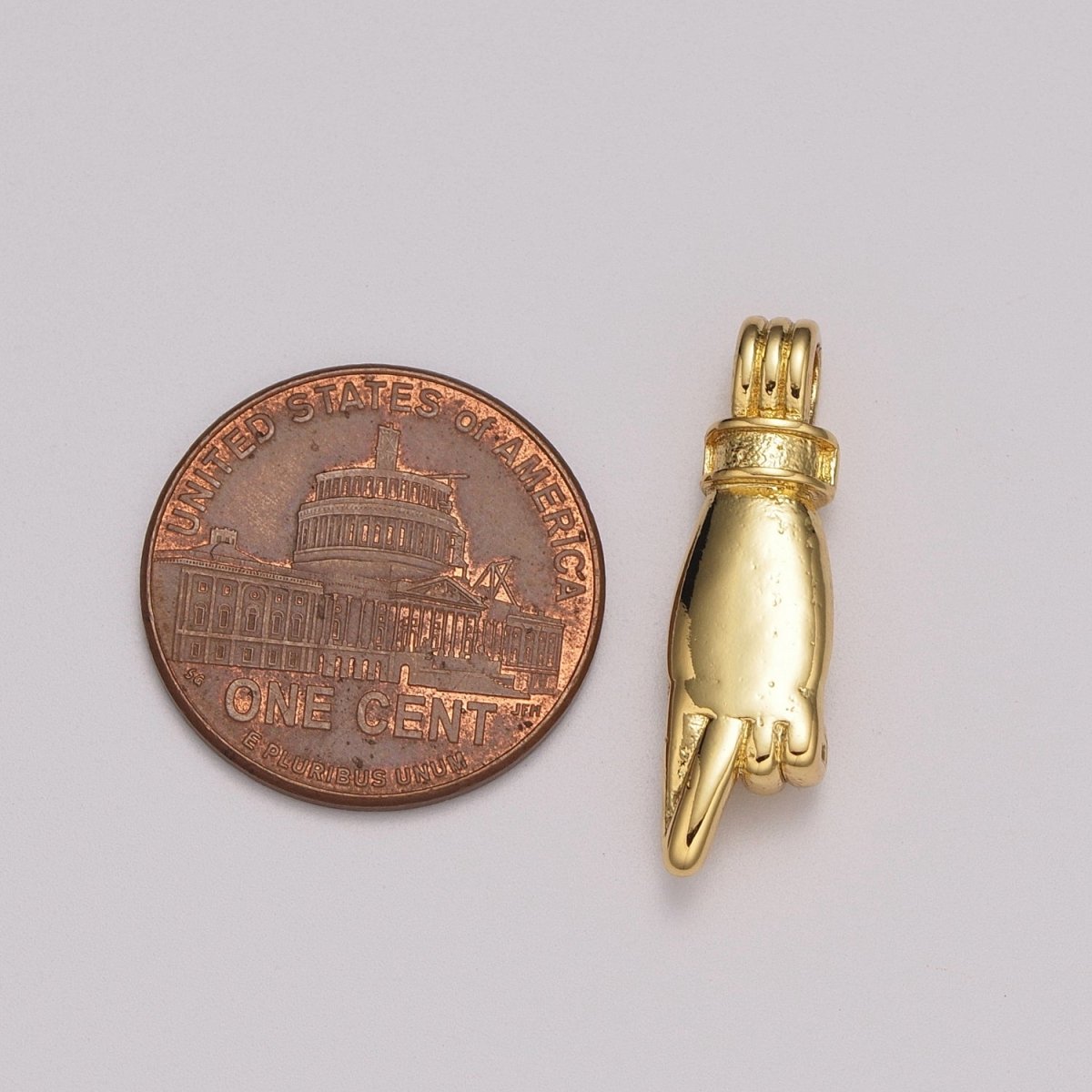 24K Gold Filled Point Hand Gesture Minimalist Pendant | AA989 - DLUXCA